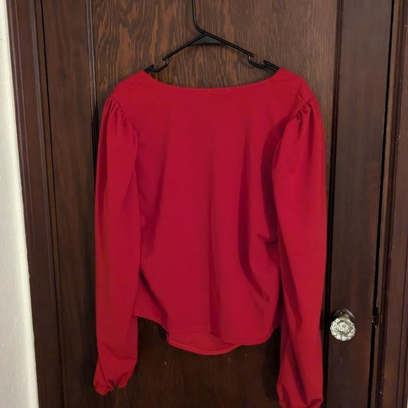 New with Tags Boohoo Red Square Neck Cropped Blouse Size 20 - Picture 4 of 5